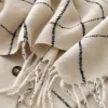 Beige checkered tassel scarf is warm, fashionable and versatile for women's knitwear in autumn and winter Application Scenario